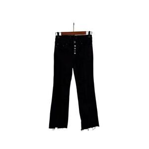 FREE PEOPLE We The Free Black Button Fly BOHO 90s Boot Cut Jeans Size Women's 25